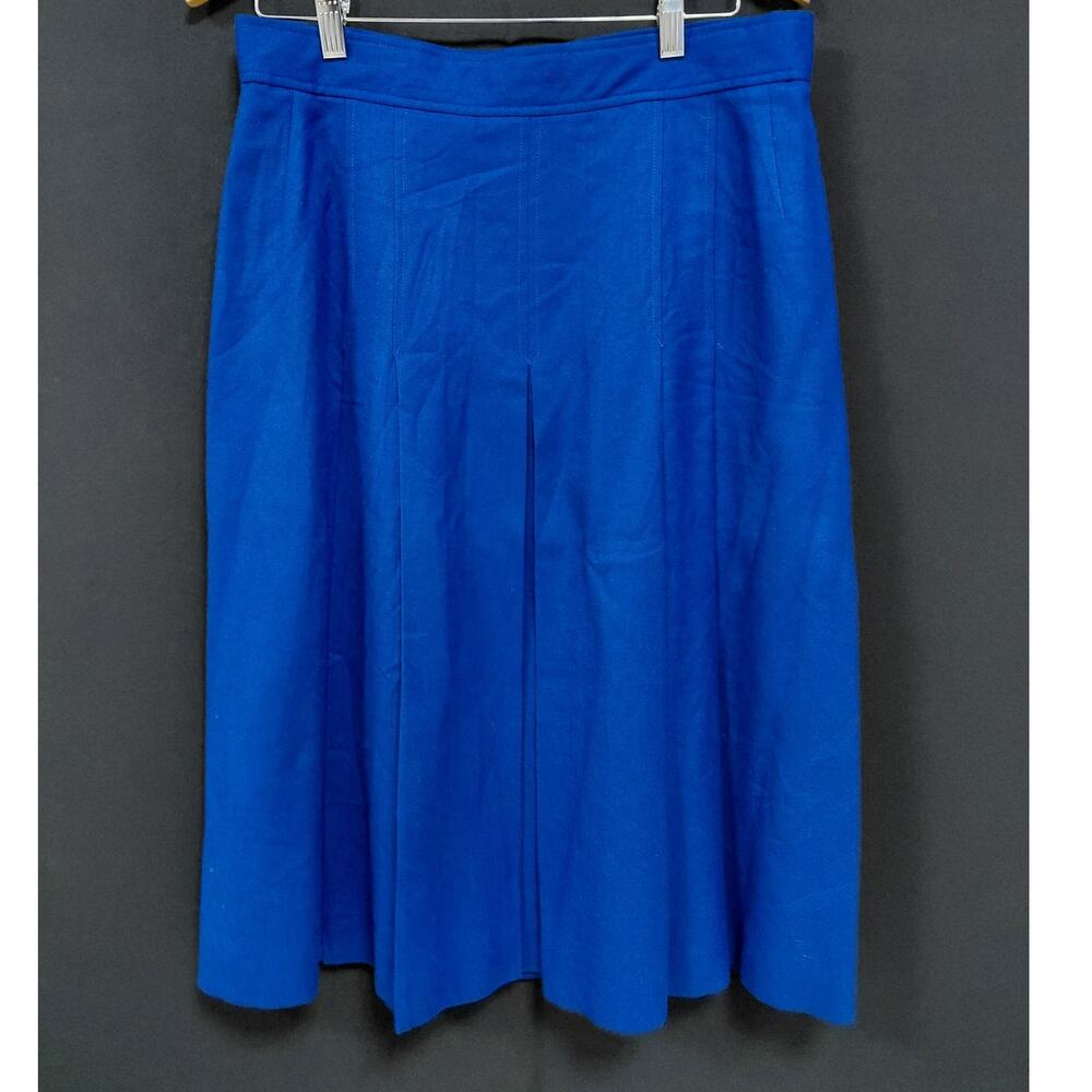 Evan Picone 100% Worsted Wool Blue Skirt Solid Classic Women Size 16